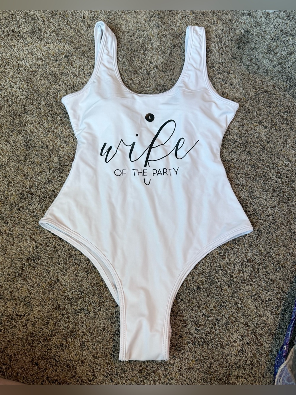 NEW Bachelorette Wife of the Party White Bride One Piece Swim Suit - Size Small